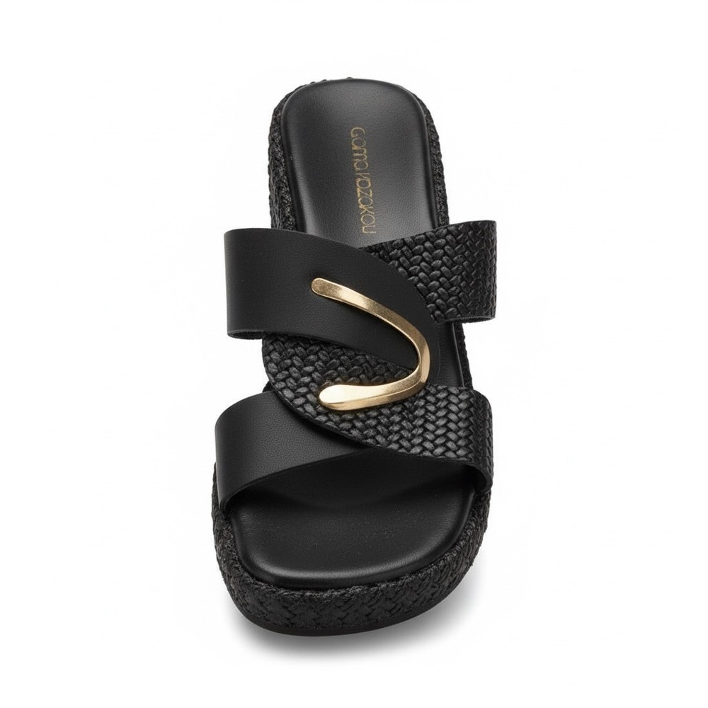 Gianna Kazakou Handmade Greek Black Leather Sandals – Size 40 (Never Worn)